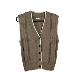 Aritzia TNA Cotton-Blend Beige Academia Vest Womens Size S